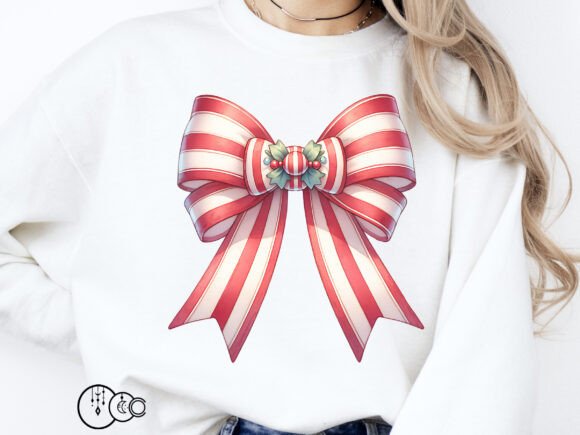 Candy Cane Bow PNG: Festive Illustrations