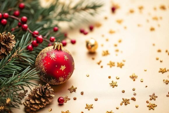 Christmas and New Year Background: Festive Illustrations
