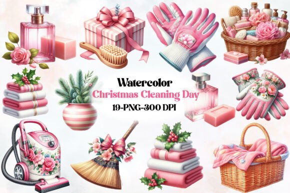 Christmas Cleaning Day Clipart: Illustrations