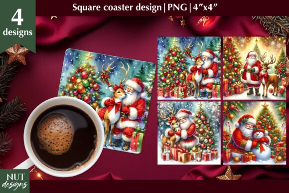 Christmas Coaster Santa Claus Illustrations Review
