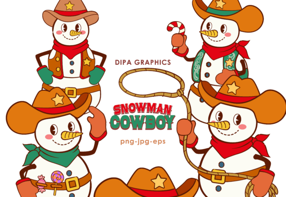 Christmas Cowboy Snowman Illustrations Review