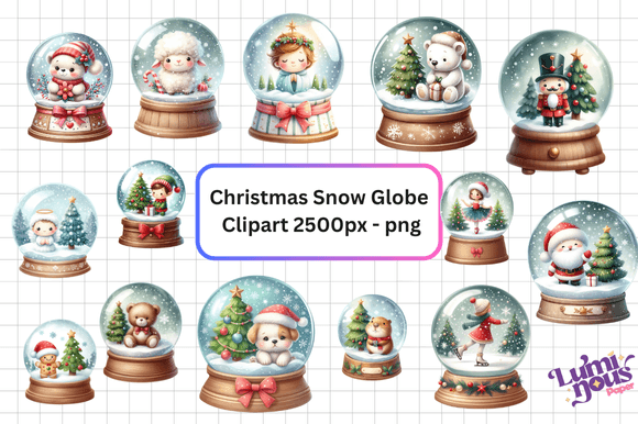 Christmas Cute Snow Globe Clipart Illustrations