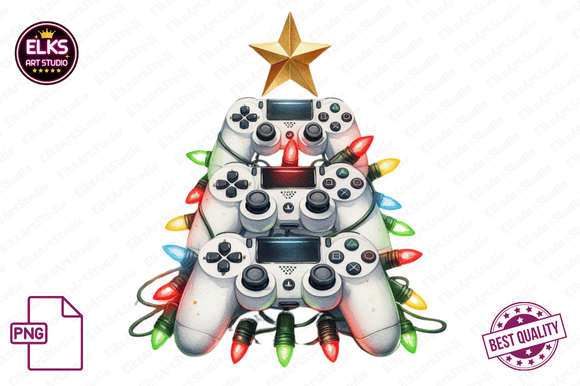 Christmas Gaming Controller Clipart: Festive Illustrations