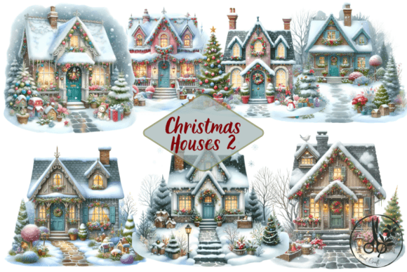 Christmas Houses 2: Festive Illustrations for Branding