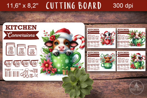Christmas Kitchen Cutting Board Designs: Illustrations Review