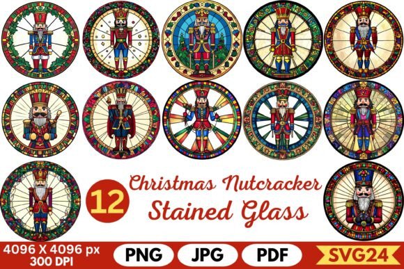 Christmas Nutcracker Stained Glass Illustrations Review