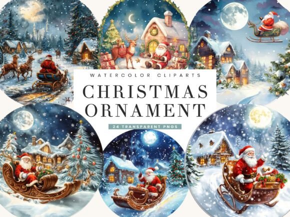 Christmas Ornament Clipart Bundle: Festive Illustrations