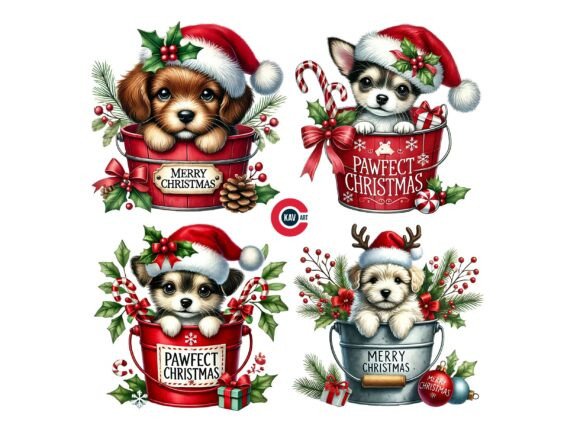 Christmas Puppy Clipart: Dog Graphics & Illustrations