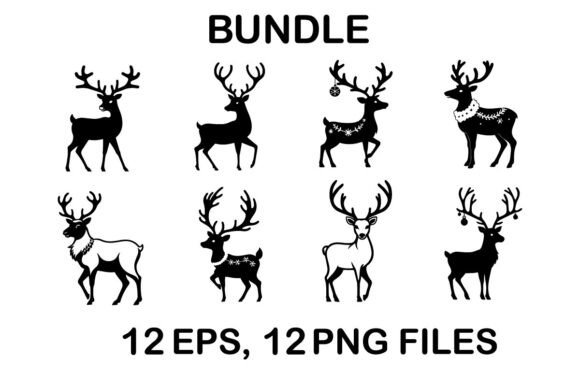 Christmas Reindeer Charm Vector Silhouet Illustrations Review