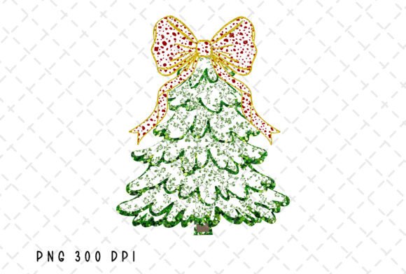 Coquette Bow Glitter Tree: Festive Illustrations