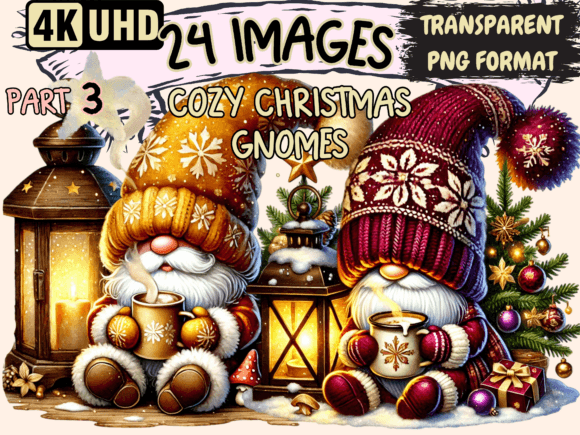Cozy Christmas Gnomes Clipart P3 Illustrations