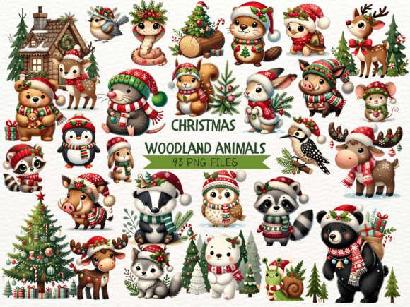 Cute Woodland Christmas Animals Cliparts Review