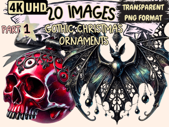 Gothic Christmas Ornaments P1: Bold Illustrations