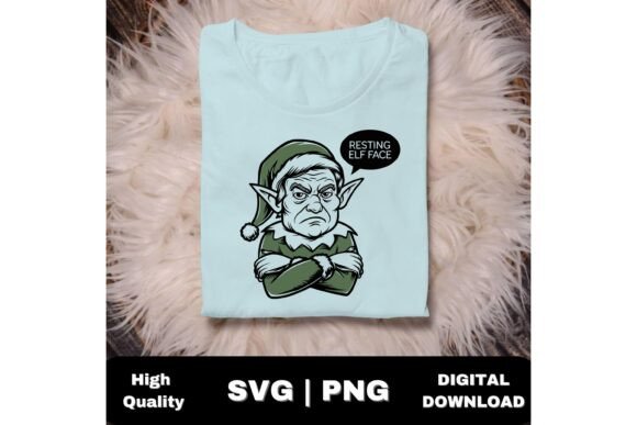 Grumpy Elf Face SVG: Holiday Illustrations for Branding