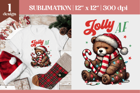 Jolly AF Christmas Bear: Festive Illustrations