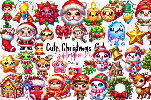 Kawaii Christmas Clipart Bundle: Cute Illustrations