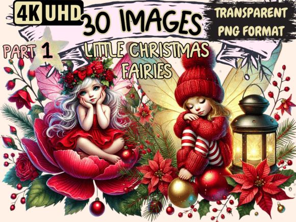 Little Christmas Fairies Clipart P1 Illustrations