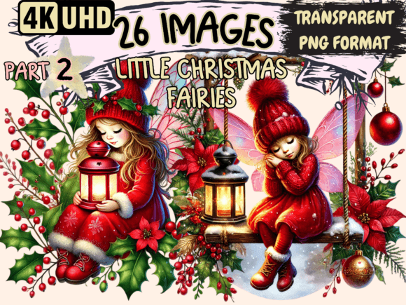 Little Christmas Fairies Clipart P2 Illustrations