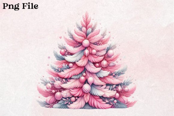 Pink Tree Clipart for Festive Illustrations