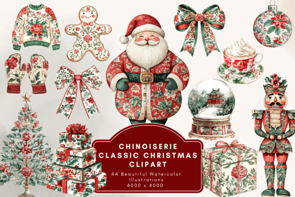 Reviewing Chinoiserie Red Green Christmas Clipar