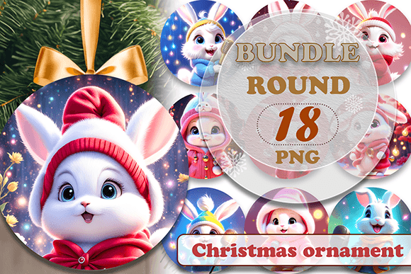Round Christmas Ornaments Cute Bunny Png: Illustrations Review