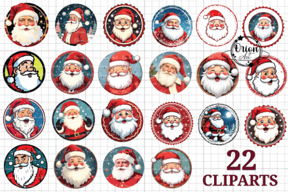 Round Christmas Santa PNG for Illustrations