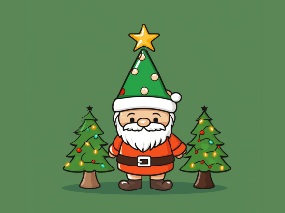 Santa Christmas Tree Vector: Festive Illustrations