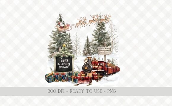 Santa is Coming to Town PNG for Illustrations