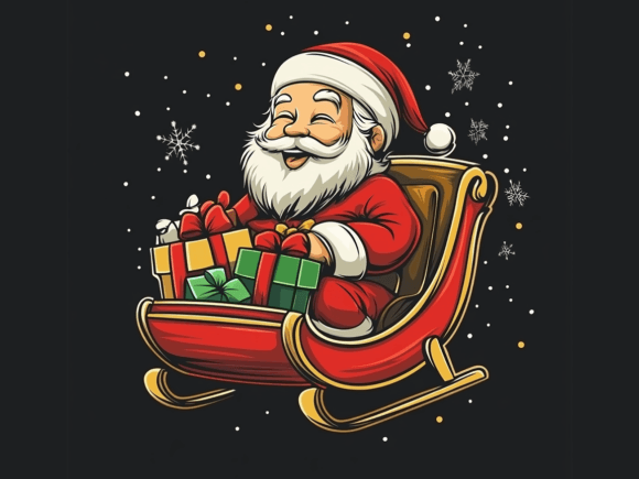Santa Snowmobile Christmas Vector Art & Illustrations