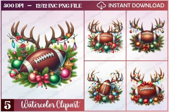 Watercolor Christmas Football Clipart: Branding Review