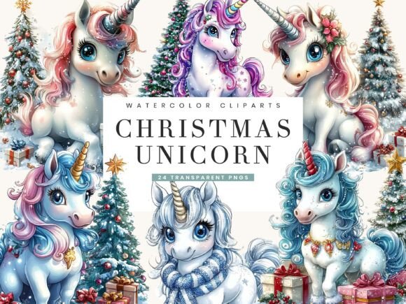 Watercolor Christmas Unicorns Clipart: A Brand Review